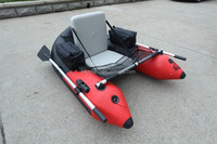Bote Inflable Económico Color Rojo, Bote Pequeño con Bolsa, Remo, Bomba de Pie y Kit de Reparación