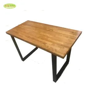 Обеденный стол из массива дерева для дома и ресторана, обеденный стол из вишни с металлическим основанием, деревянный компьютерный стол
