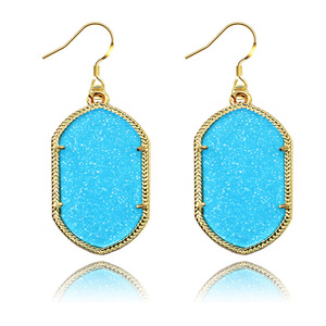 San Valentín brillante polígono geométrico pendientes de acrílico neón fluorescente amarillo acrílico gancho pendiente - Product Image 4