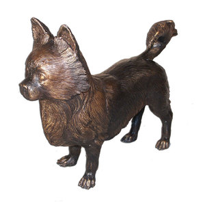 Carino Decorazione Esterna a Grandezza naturale In Ottone Bronzo Scultura Cane di Papillon - Product Image 1