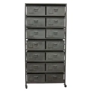 Wheels Industrial Vintage Metal Drawer Cabinet