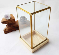 Terrarium en verre géométrique clair, Rose préservée en verre doré, vente en gros