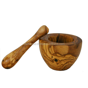 Juego de Mortero y Maja de Madera de Olivo Esencial Intercraft, Ecológico, para Uso Doméstico, Herramienta de Bar PMT13 - Product Image 1