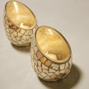 Luz de café de vidrio de mosaico oblicua | Blanco romántica cena a la luz de las velas - Product Image 5