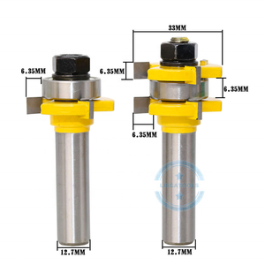 L-N106 2PC 1/2 "Chân Chất Lượng Cao Lưỡi Và Rãnh Lắp Ráp Doanh Router Bit Thiết Lập Răng Chiều Rộng 1/4 ''Gỗ Công Cụ Cắt - Product Image 1