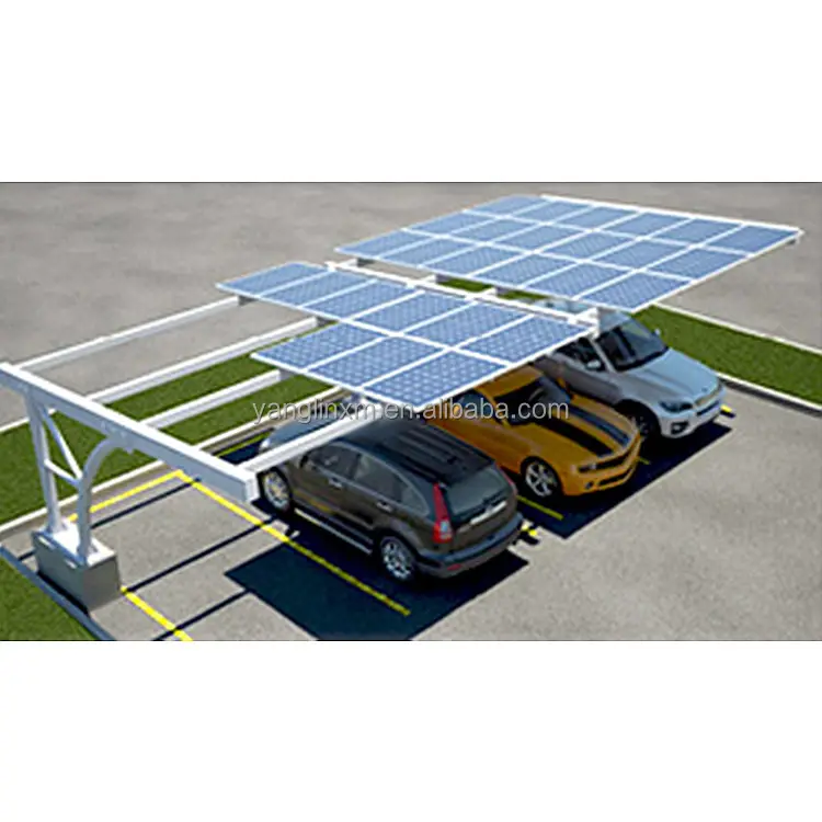 High Quality Solar Panel Mounting Structure 2 Car Metal Carport