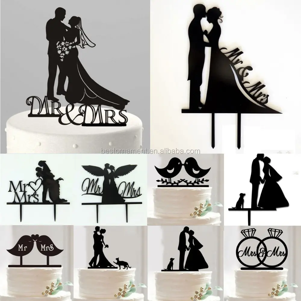 Mr&Mrs Bride & Groom Wedding Cake Topper