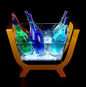 Hộp Đựng Đá Acrylic Phát Sáng Hình Chữ Nhật Có Sạc Được, Màu Vàng Sâm Banh - Product Image 4