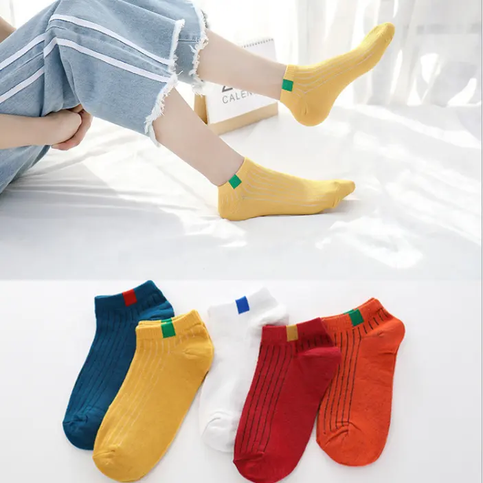 Calcetines tobilleros informales de algodón para mujer, calcetín deportivo, transpirable, de corte bajo, color sólido