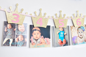 Bannière Photo d'anniversaire, bannière Photo de bébé de 1er anniversaire décor de <span class=keywords><strong>fête</strong></span> d'anniversaire pour nouveau-né à 12 mois - Product Image 3