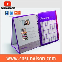 Planificateur de calendrier de bureau 2021 personnalisé 5 "lecteur LCD calendrier vidéo à écran tactile calendrier vidéo LCD promotionnel