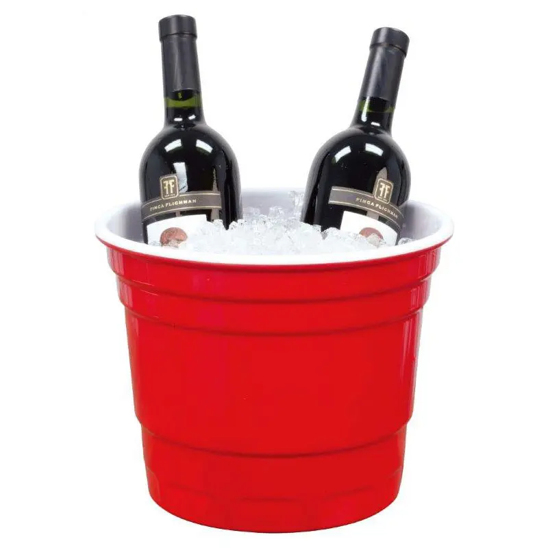 ที่มีคุณภาพแตกพลาสติกแข็งเมลามีนสีแดงไวน์ถังน้ำแข็งกลางแจ้งพรรคหรือบาร์โลโก้ที่กำหนดเองถัง