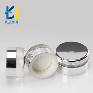 奢华银帽化妆品包装 20g 30g 50g 透明玻璃膏霜罐 - Product Image 6
