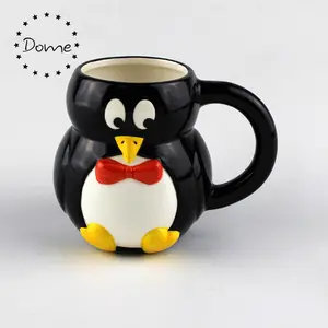 Mug Berbentuk Hewan 3D, Mug Kopi Pinguin Keramik Bentuk Hewan