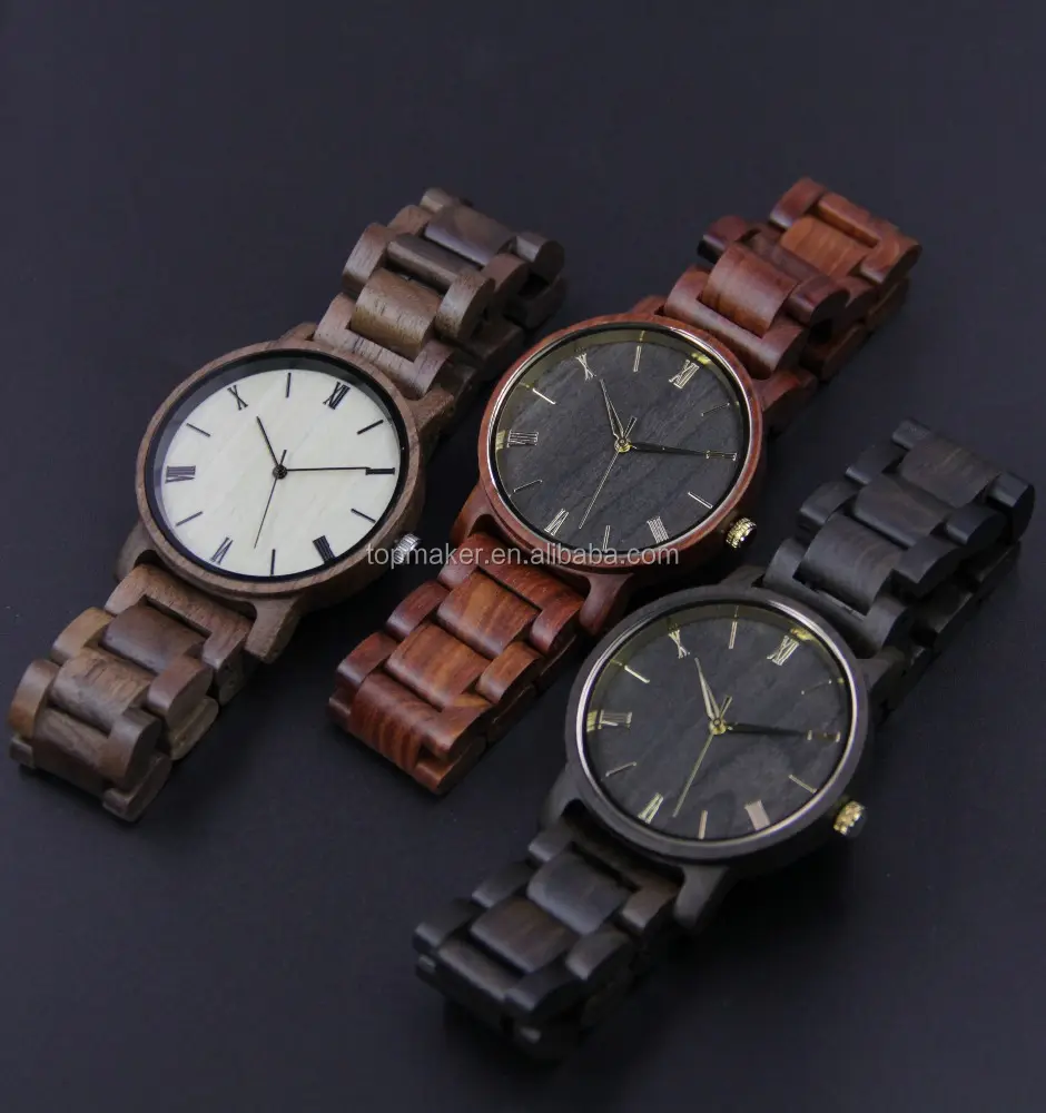 2020 Hot sale Fashion Luxury Black Quartz Wood Watch for Men and women Low MOQ custom logo watches minimal Drop Shipping ETSY