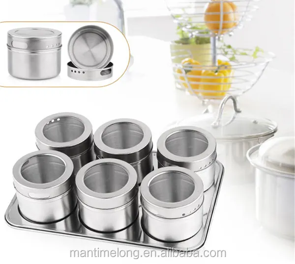 6 pcs/सेट स्टेनलेस स्टील cruet सेट तेल सिरका cruet सेट नमक और काली मिर्च cruet मसाला धारक