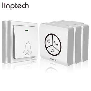 Linptech G1 wireless doorbells with multiple receivers UK Plug 300 meter with 2 gang doorbell switch