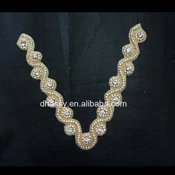 नई डिजाइन के लिए एस आकार neckline स्फटिक पिपली पोशाक DH-749 (g)