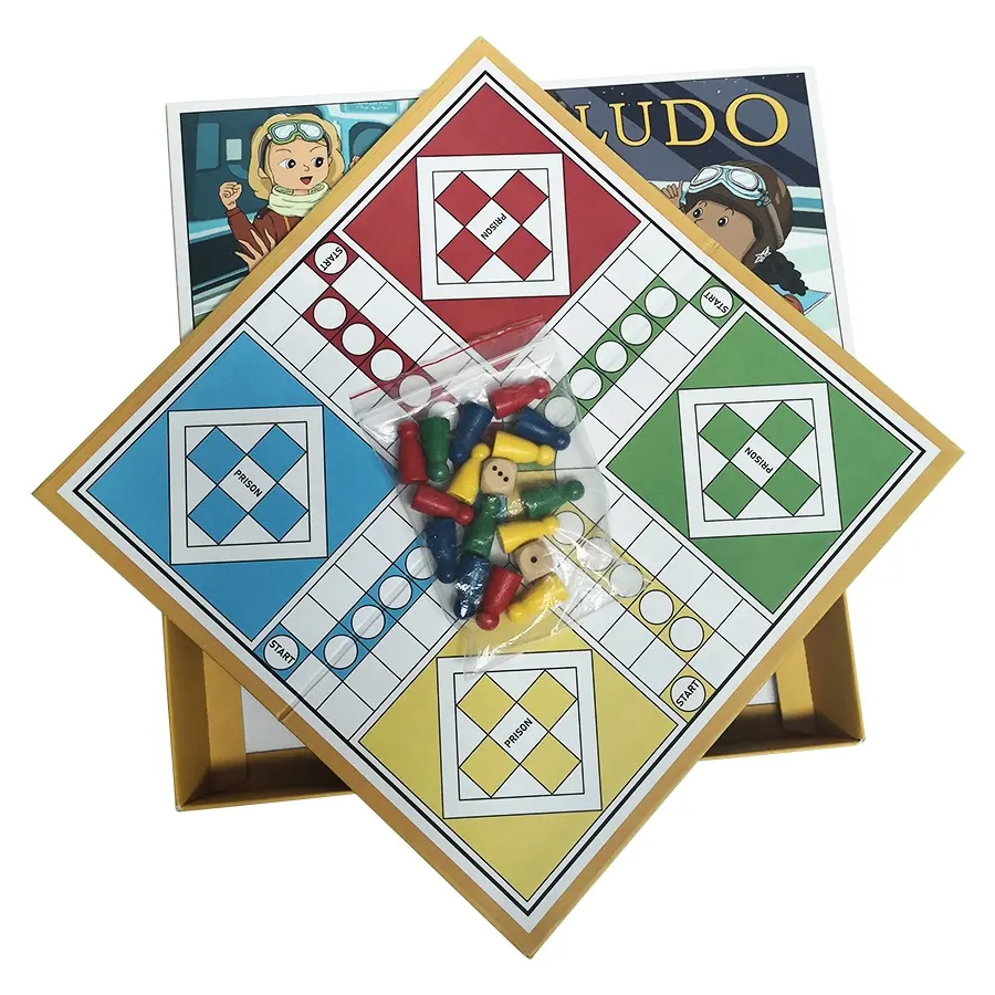 Jogo de tabuleiro ludo personalizado, atacado de alta qualidade impressão do jogo de tabuleiro para crianças