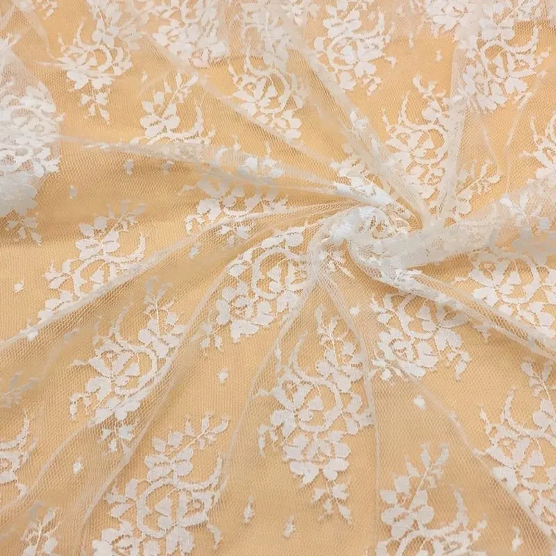 Hot sale 53" inches 135 cm Fashion Swiss tulle bridal white lace fabric