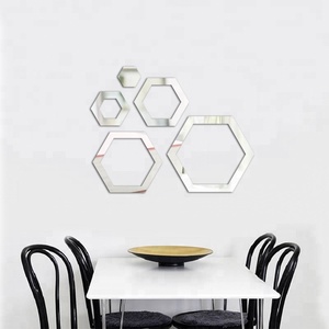 Самодельные наклейки на стену шестиугольной формы на заказ, акриловые 3d зеркальные наклейки, украшение для дома, изготовленные на заказ декоративные наклейки - Product Image 1