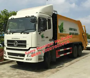 16000 Litre Kompakt Çöp Kamyonu Dongfeng Kinland Sağ El Sürücü Sıkıştırma Çöp Toplayıcı Kamyon