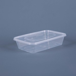 500ml disposable microwave clear pp plastic rectangular food container with lid