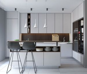 Armadio da cucina moderno classico pannello in melamina acrilico con accessori per Backsplash-per piccoli design da cucina prezzo Made China - Product Image 2