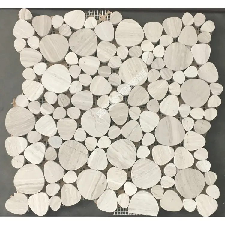 Wholesale price white wooden marble loose oval pebble mosaic tile