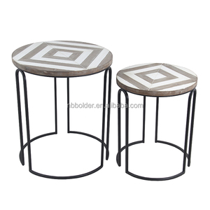 Fournisseur chinois de tables basses hexagonales en métal rondes de style vintage américain du milieu du siècle, lot de 2, pour la décoration de la maison - Product Image 4