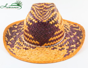 Sombrero de paja de Panamá con hojas de palma bordadas estilo vaquero con diseño a cuadros, borde de 8 CM y cinta y accesorios de cuerda - Product Image 2