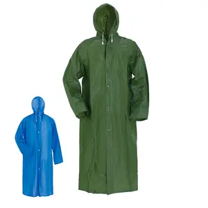 Erkek dayanıklı moda yeşil PVC yağmurluk büyük boy yağmur turu için özel Logo su geçirmez XL boyutu