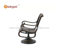 Fauteuil pivotant d'extérieur en aluminium avec base chromée, design durable, imperméable et résistant aux UV, pour villa, salon et hôtel