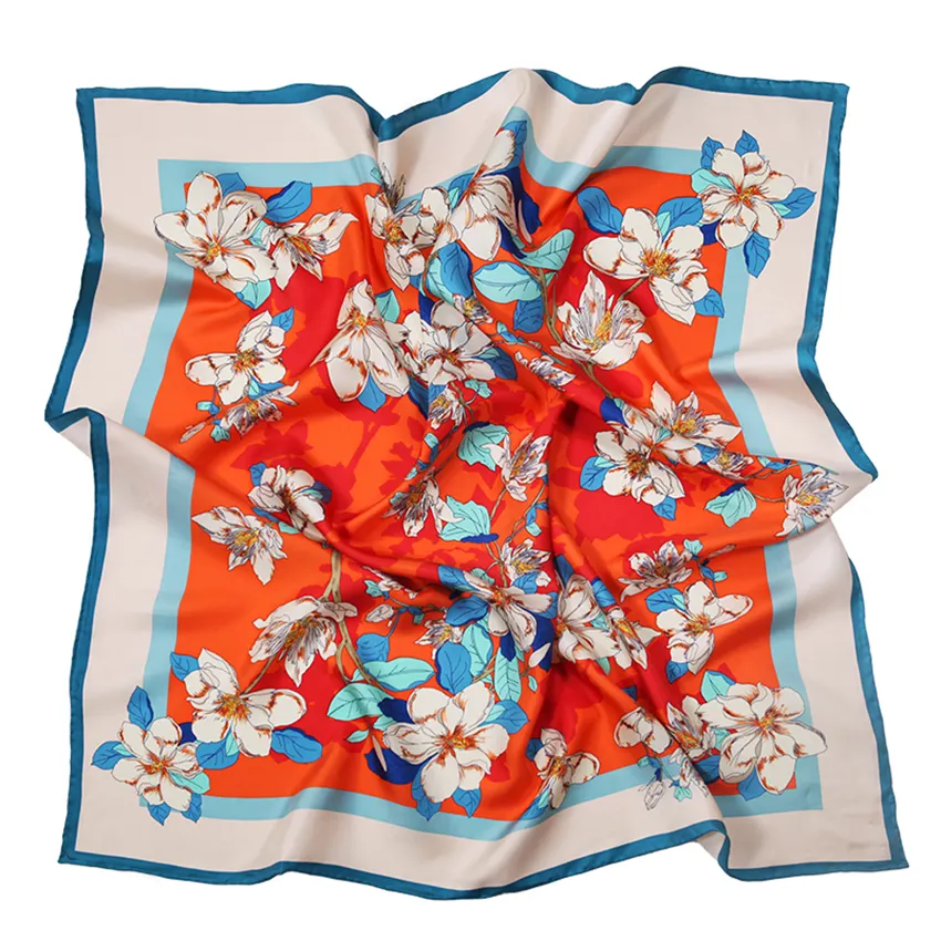 Foulard 100% soie foulard carré en sergé de soie imprimé personnalisé pour femme foulard en soie imprimé numérique avec votre propre design