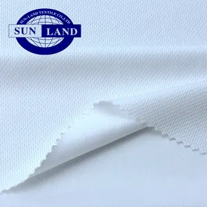 Cổ Phiếu Trắng Bán 100% Polyester Thể Thao Mặc Quần Áo Sợi Ngang Dệt Kim Mắt Chim Không Có Lỗ Lưới Vải