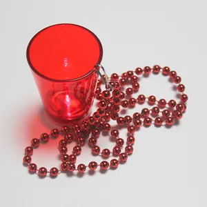 Party Novelty Product Custom Logo 60ml 2oz LED Flashing Light Up Shot Glass With Bead Necklace