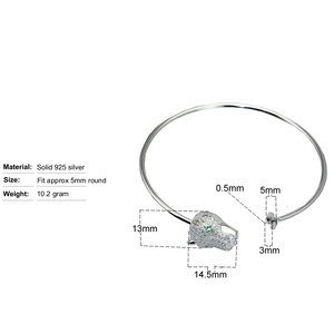 Beadsnice ID30800 925 Brazalete de plata maciza decorativo para mujer Tamaño de PIN de 6,8 pulgadas 3x0,5mm Ajuste redondo de 5mm Vendido por <span class=keywords><strong>PC</strong></span> Pulsera en blanco - Product Image 4
