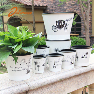 Decorativo imitación blanco cerámica jardineras platos jardín macetas con patrón interesante - Product Image 3