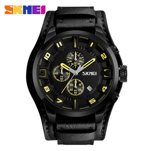 Orologio Cronografo da <span class=keywords><strong>Uomo</strong></span> Skmei 9165 di Lusso, alla Moda, <span class=keywords><strong>Vintage</strong></span>, con Cinturino in Pelle, Sportivo, Calendario, Impermeabile, Quadrante Grande, al Quarzo - Product Image 3