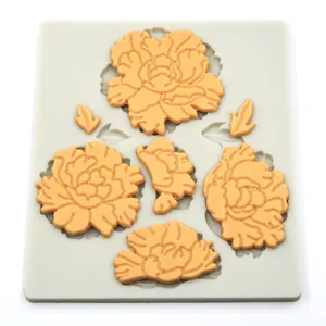 Peony Shape Embossed Fondant Cake Silicone Mold Chocolate Clay Biscuit Baking Tools