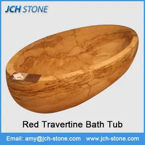 天然石材大理石红色 travertineoval 浴缸