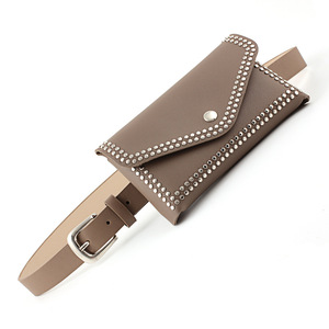 Unionpromo-<span class=keywords><strong>riñonera</strong></span> de <span class=keywords><strong>cuero</strong></span> Pu con remaches para mujer, bolso de cintura con remaches - Product Image 4