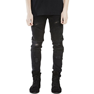 Vente en gros de vêtements chinois bon marché, <span class=keywords><strong>jeans</strong></span> skinny en denim stretch pour hommes, style motard, personnalisables - Product Image 4