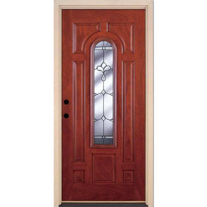 Minglei Prehung Fiberglass Exterior Front Door with Glass