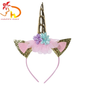 Offres Spéciales brillant licorne corne enfants fête d'anniversaire bandeau paillettes fleur coiffure <span class=keywords><strong>pour</strong></span> garçons et filles - Product Image 5