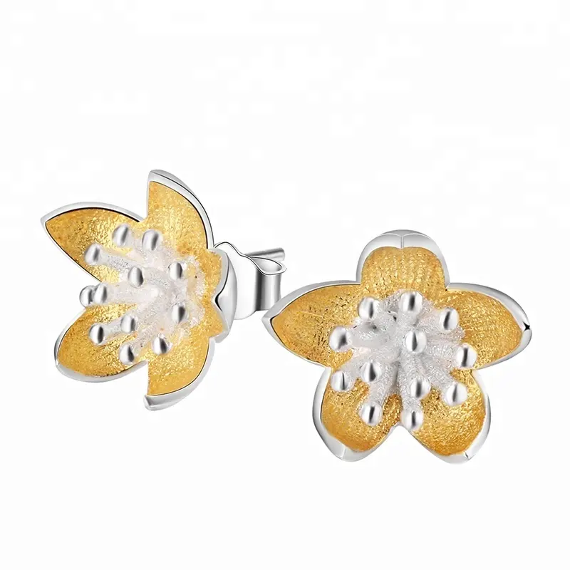 Vintage Flower silver stud earring girl jewelry