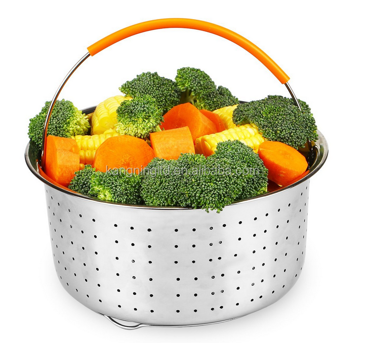 Ситечко для Пароварки, корзина из нержавеющей стали с силиконовой ручкой для скороварки и Горшков