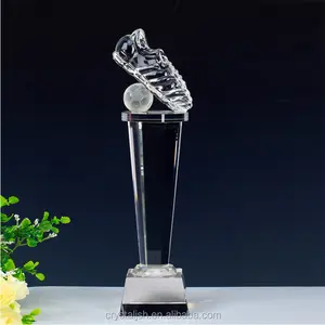 Großhandel Klar kristall Glas Sport Trophäe Fußballs chuh Award für Sport Match