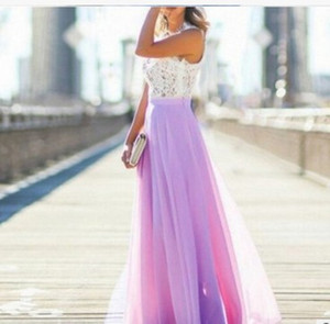Yiwu Factory <strong>Women</strong> Lace Top <strong>Sleeveless</strong> <strong>Dress</strong> Long Evening Party Chiffon <strong>Dress</strong> - Product Image 1