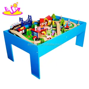 New Design 88 Pieces Wooden Train Tracks Table For Kids W04C061